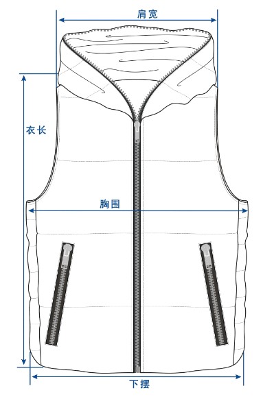 马甲尺码测量示意图