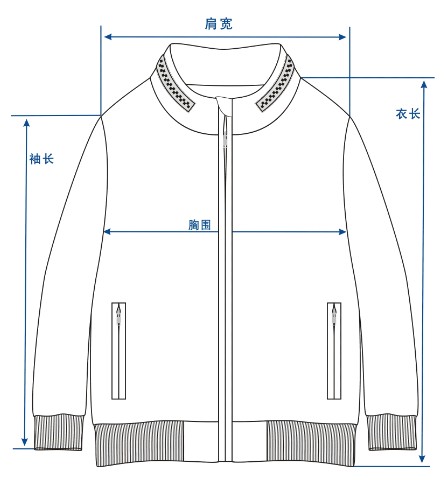夹克尺码测量示意图